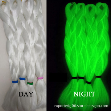 Glowing Braids Synthetic Crochet Hair Extension 24 inch Shining in Dark Synthetic Weaves Attachment Hair